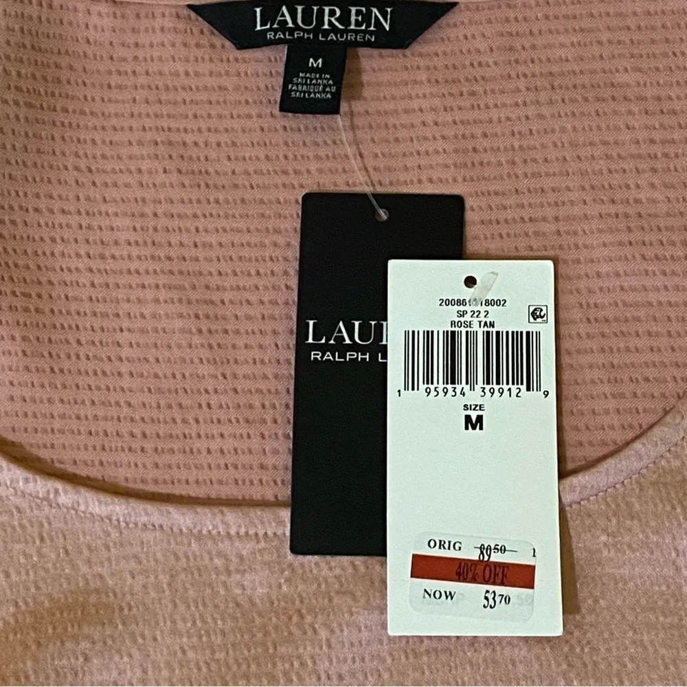 Ralph Lauren New Two Piece Matching Set Medium Top Size 12 Midi Skirt Rose Pink